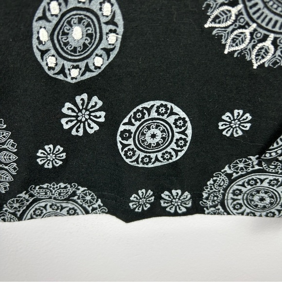 Leopards & Roses Mandala 3/4 Sleeves Black White Tunic Top Small - Picture 9 of 15